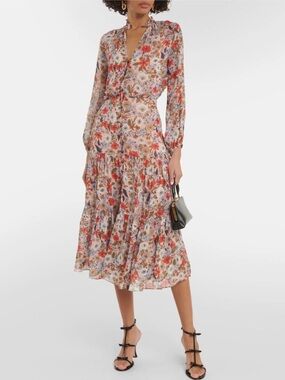 Veronica Beard Zovich Tiered Floral Midi Dress! Size 4